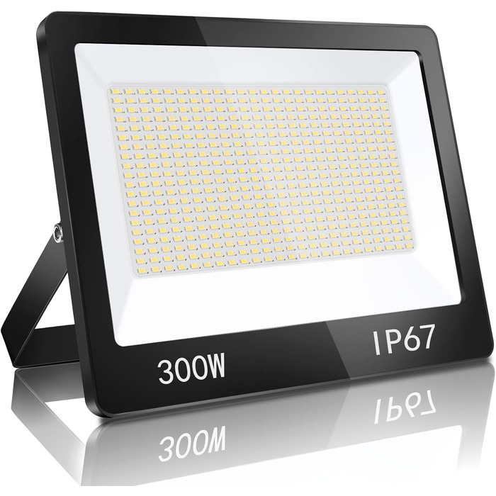 YIQIBRO LED прожектор для вулиці, 300Вт, IP67, 10000Лм, 6500K, холодне біле світло, водонепроникний, для складу, саду, гаража, двору, паркінгу