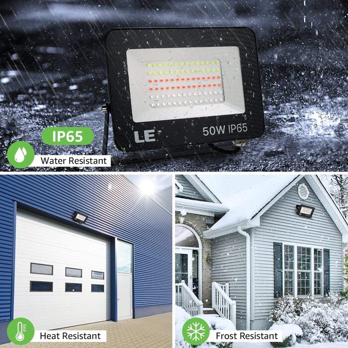 Світлодіодний прожектор Lepro 50W RGB із RF-пультом, 2 шт., водонепроникний LED-флудлайт з пам’яттю, димований, кольорова зміна, IP65, для саду, вечірки, готелю