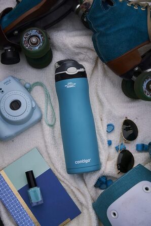 Термобутилка Contigo Ashland Chill з трубочкою, нержавіюча сталь, 590 мл, ізольована, для спорту, велосипеда, туризму, не протікає (Scuba)
