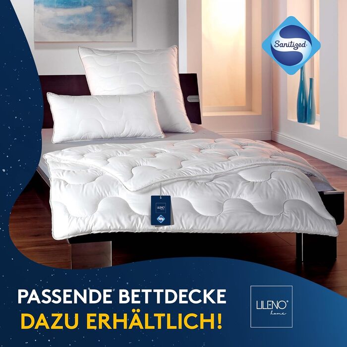 Подушка LILENO HOME 80x80 см [набір 2 шт.] – гіпоалергенна, антибактеріальна, для здорового сну, придатна для прання при 95°C, для алергіків