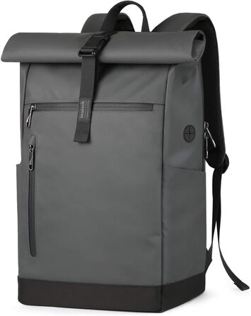 Рюкзак Inateck RollTop 25-30 л для чоловіків і жінок, велосипедний, шкільний, для університету, роботи, спорту та подорожей, з відділенням для ноутбука 17'' (сірий, стильний дизайн)