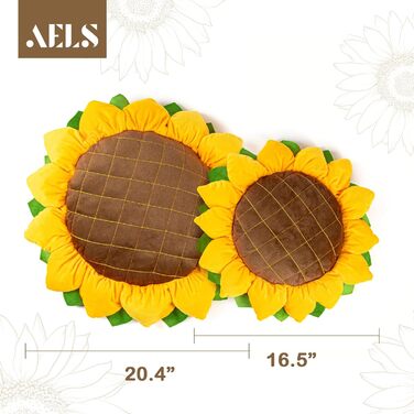 Набір з 2 соняшникових подушок AELS, 3D-декор, 51,8 см і 41,9 см, жовті, для дивану, вітальні, спальні та дитячої кімнати, милі декоративні подушки для любителів рослин
