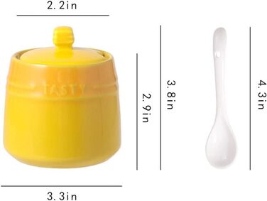 Керамічна банка для спецій та цукру з кришкою і ложкою, червона