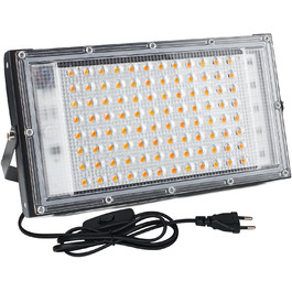 LED прожектор 100Вт з вилкою, тепле світло 3000K, 10000 Лм, IP65, для вулиці, саду, гаража, спортмайданчика, комплект 2 шт.