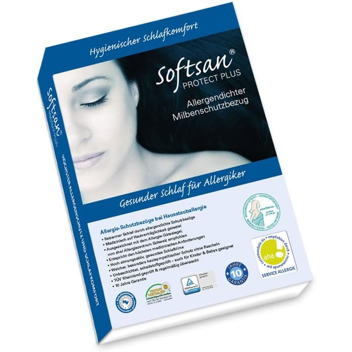 Чохол для матраца Softsan Protect Plus 90x200x25 см, проти пилових кліщів, алергічний захист, білий