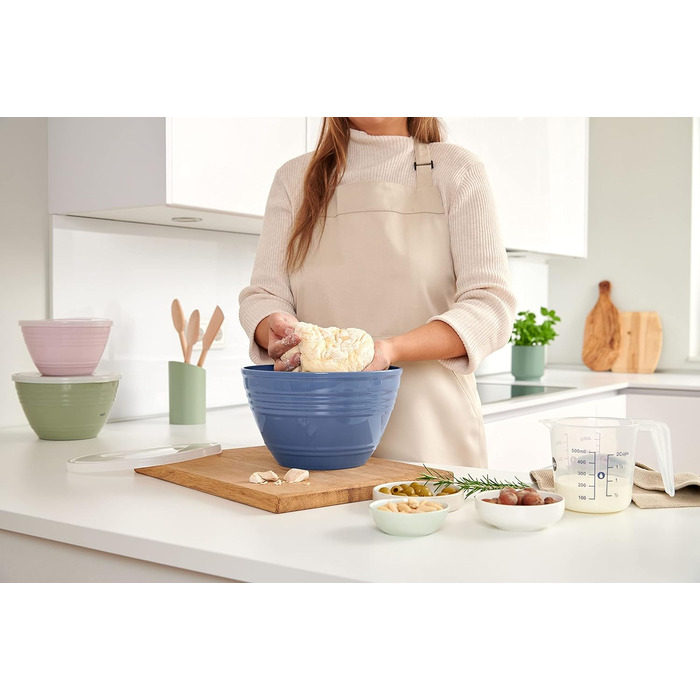 Миска для змішування Emsa Prep&Bake 4,15 л з кришкою, пластикова, для зберігання в холодильнику, нековзке дно, стабільна, підходить для миття в посудомийній машині, штабельована