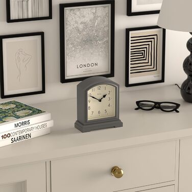 Годинник JONES CLOCKS® Tavern у класичному стилі для каміна, спальні, вітальні та офісу, настільний, поличний, компактний, зелений/темно-сірий