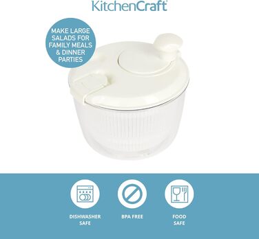 Міні-сушарка для салату KitchenCraft, багатофункціональна, 19 см, прозора