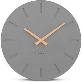 Настінний годинник Cander Berlin MNU 2530 G, 30 см, безшумний, аналоговий, для вітальні, сучасний вінтаж, сірий антрацит, дерев'яні стрілки, MDF