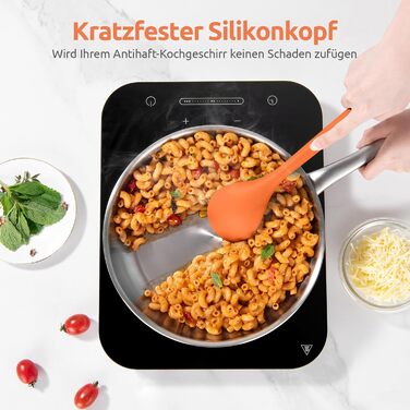 U-Taste Набір кухонного посуду з силікону, 5 шт, довгі, термостійкі до 315°C, BPA Free, антипригарні лопатки та ложки для змішування, смаження, сервірування (помаранчеві)