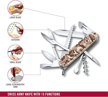 Швейцарський ніж Victorinox Huntsman Desert Camouflage, 15 функцій, мультитул, швейцарський армійський ніж