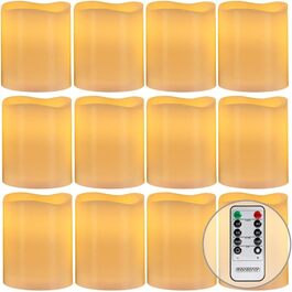 Свічки Monzana XL LED з таймером 2-8 годин, мерехтливим полум’ям, дистанційним керуванням, на батарейках, тепле біле світло, набір чайних свічок 4,5 см, з натурального воску, димовані, електричні
