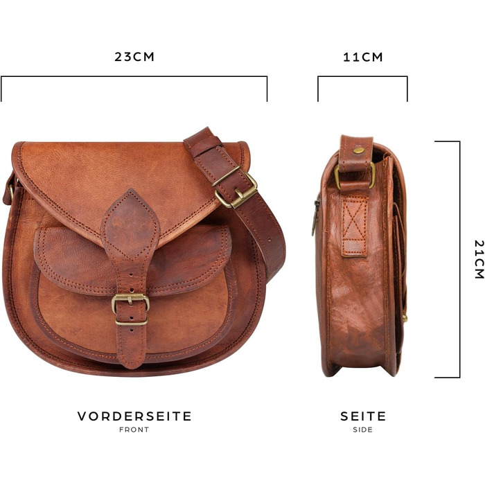 Жіноча шкіряна сумка LEABAGS Vintage Cognac, преміум натуральна шкіра, велика крос-боді, на плече, для роботи, університету, школи та відпочинку, розмір L (28x23x8 см)
