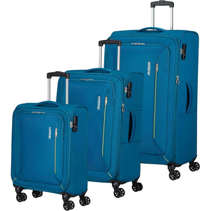 Валіза American Tourister Hyperspeed 80 см, розширювана, 109/116 л, бірюзова, набір 3-в-1