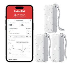 Гігрометр-термометр SwitchBot IP65 для приміщень і вулиці, Bluetooth, з датчиком точки роси, VPD, абсолютної вологості, зовнішній термометр, збереження даних для теплиці та винного погребу, набір 3 шт.