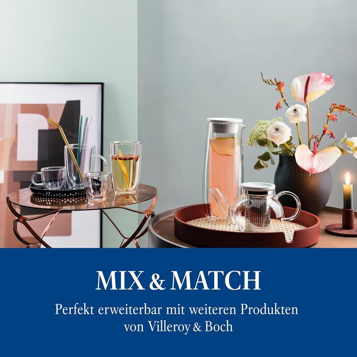 Villeroy & Boch Artesano Глечик для гарячих та холодних напоїв з кришкою, 1 л, боросилікатне скло, прозорий, для води, соку, чаю, карафка
