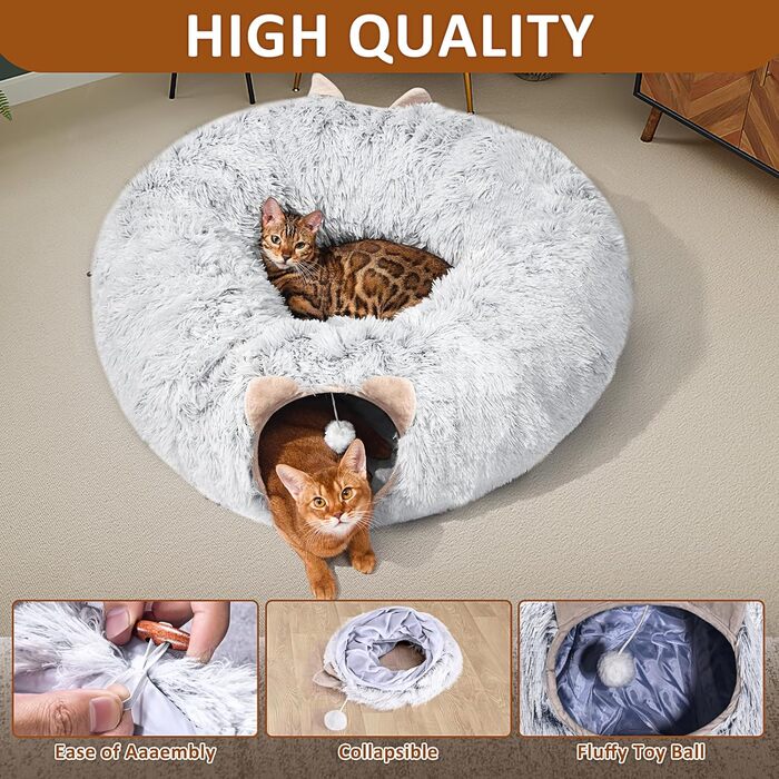 Тунель для котів LUKITO, іграшка для котів, м'яке котяче ліжко, великий тунель з двома входами, хатинка для кота, для домашніх котів