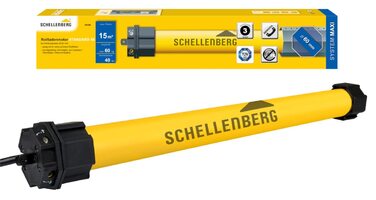 Schellenberg MAXI 15 Nm – електричний ролетний двигун для 60 мм вала, механічне налаштування кінцевих положень, до 6,2 м², комплект із настінним кріпленням