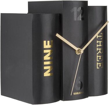 Настільний годинник Karlsson KA5628 у вигляді книги Trompe-L'Oeil, міцний картон і метал, чорний, 20x20x15 см