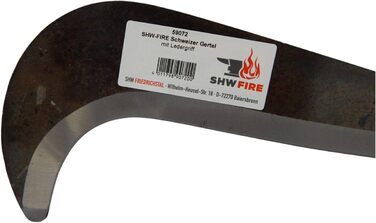 SHW-FIRE Німецький садовий ніж-гертель зі сталі, шкіряна ручка, захист руки, 43 см