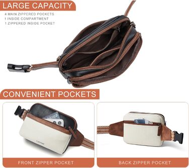 Жіноча маленька бананка Bauchtasche, крос-боді сумка з PU шкіри, водонепроникна, захист від крадіжок, бежева з чорним, для спорту, подорожей та велоспорту