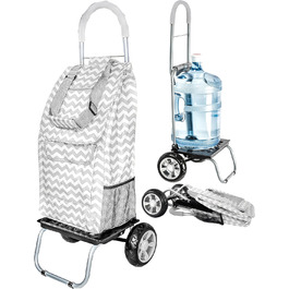 Складна візок dbest products Trolley Dolly сірий з малюнком «Шеврон», універсальний господарський кошик на колесах