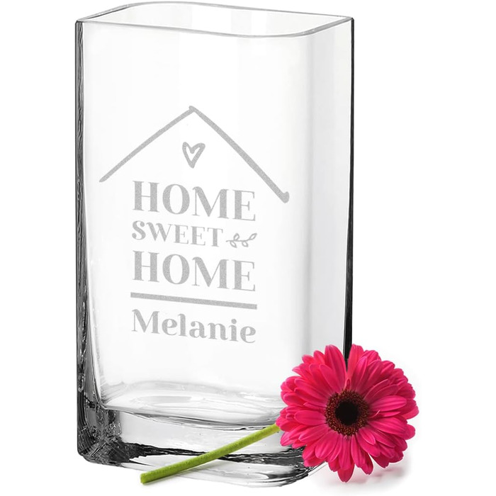 Скляна ваза з гравіюванням Home Sweet Home, персоналізована, подарунок жінці, тюльпанова, ручна робота, Polar-Effekt, Німеччина