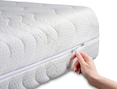 Комфортний чохол на матрац 140x200 см, висота 19-21 см, двошаровий з ALOE VERA, для алергіків, праний при 60°C, блискавка по периметру