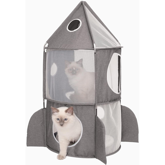 Котячий будиночок Catit Vesper Turm у формі ракети з подушкою для сну, сірий