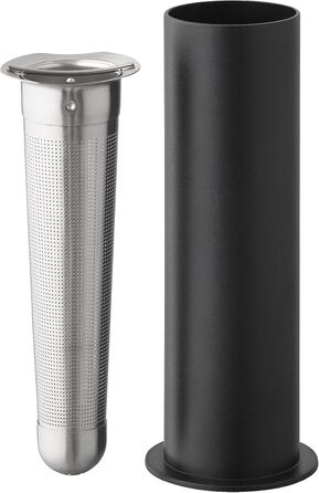 Сито для чаю Stelton EM77 з нержавіючої сталі, конічний фільтр, чорна підставка, стильний аксесуар для термоса і дому, 6,5x6,5x16,5 см