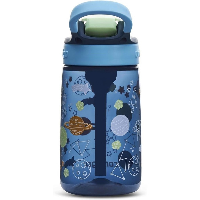 Дитяча пляшка для води Contigo Easy Clean Autospout із трубочкою, 420 мл, синя, пластикова, без BPA, 100% герметична, легке очищення, для школи, садка та спорту
