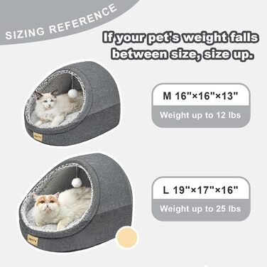 Котяча хатка Jiupety Nettes, будиночок-корзина для котів, лежак з нековзною основою, знімна та прана подушка, 41x41x33 см, темно-сірий