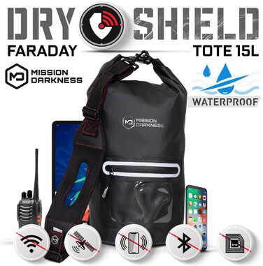 Сумка Dry Shield Faraday 15 л — водонепроникна, екранована, захист електроніки від сигналів, анти-трекінг, EMP-екран, для безпечного транспортування та приватності