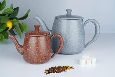 Чайник Café Olé PT-048 преміум, 1,4 л, нержавіюча сталь 18/10, безкапельний носик, порожнисті ручки, відкидна кришка, червоний граніт