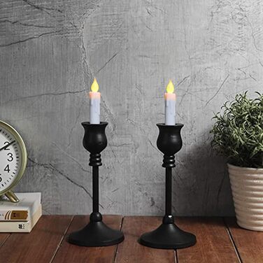 Набір з 6 світлодіодних конусних свічок з імітацією воску CVHOMEDECO, тепле біле світло, таймер, 10,2 см