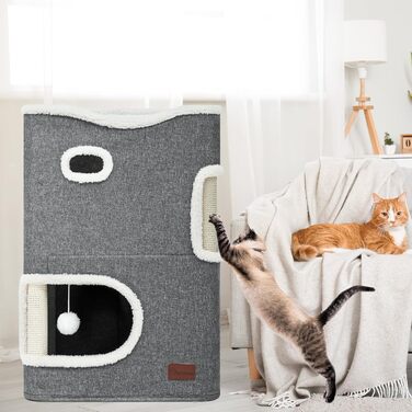 Будиночок для котів YITAHOME, котяче ліжко, тунель, когтеточка, меблі для котів, затишна печера, сіра
