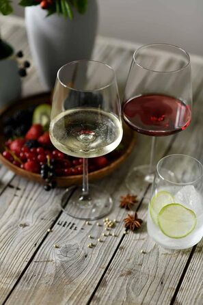 Набір склянок Zwiesel Glas Vivid Senses, 8 предметів: келихи для вина 535 мл та універсальні склянки 500 мл, лімітована серія у подарунковій коробці, для вина і води, можна мити в посудомийній машині