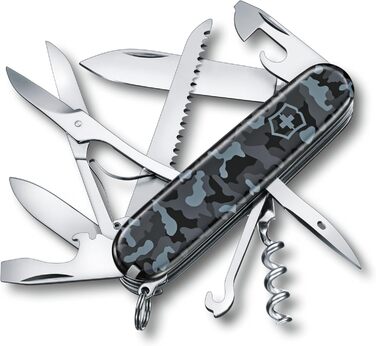 Ніж-мультитул Victorinox Huntsman 15 функцій, швейцарський армійський ніж, лезо, штопор, відкривачка, Navy Camouflage