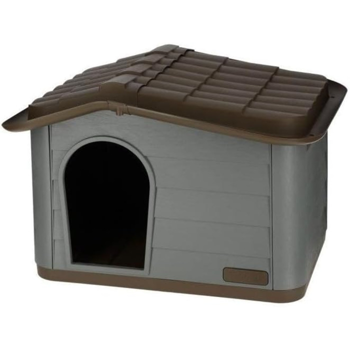 Будинок для котів Kerbl Paola Eco, всепогодний, для вулиці та дому, 75x59x55 см, сірий/зелений/коричневий, стійкий до ультрафіолету та вологи
