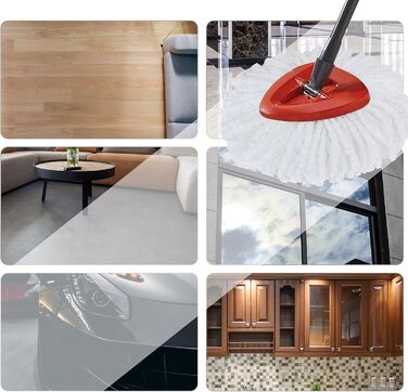 12 шт. змінних насадок для швабри O-Cedar Spin Mop, мікрофібра, легке очищення, 360° обертання, підходить для всіх твердих підлог