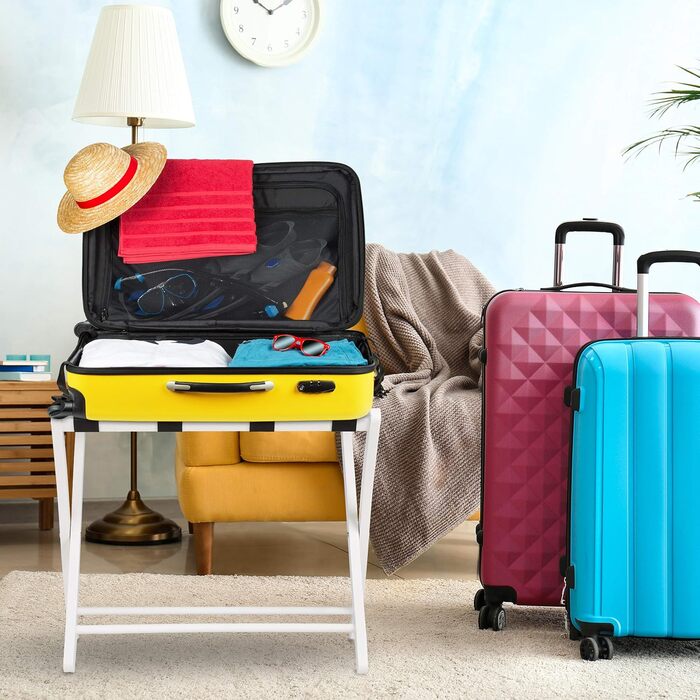 Складана підставка для валіз Relaxdays, дерев'яна багажна полиця 54,5x66x44 см, для готелів і дому, біла