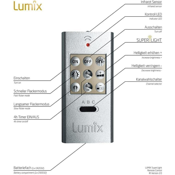 Бездротові LED ялинкові свічки Lumix Superlight Mini, 12 шт, металік, з ІЧ-пультом, кашемір