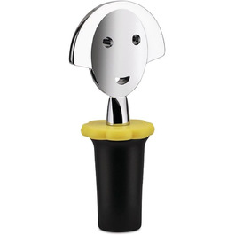 Пробка для пляшки Alessi ANNA STOP 2, EVA, хромований замак, чорна, 4 см