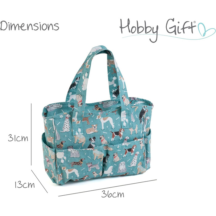 Сумка для рукоділля з бавовни Hobby Gift 13x36x31 см з малюнком собаки