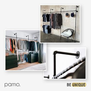 Промислова гардеробна вішалка pamo FINN 93 см, чорна, металева, для стіни або стелі, loft-дизайн