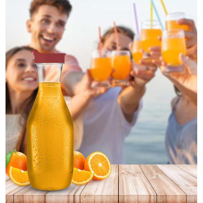 Пластикова глечик Party Bargains з червоною кришкою, прозорий, 12 шт, преміум-якість, міцний пластиковий графин для холодного чаю, напоїв, соків, бару