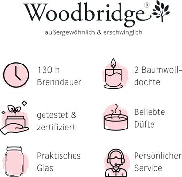 Ароматичні свічки Woodbridge у склі з кришкою, набір 2 шт. Лаванда та бергамот, дві гноти, тривалий час горіння, для дому