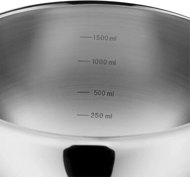 Миска WMF Function Bowls 1,25 л, 20 см, полірована нержавіюча сталь Cromargan, для змішування, підходить для посудомийки, штабельована