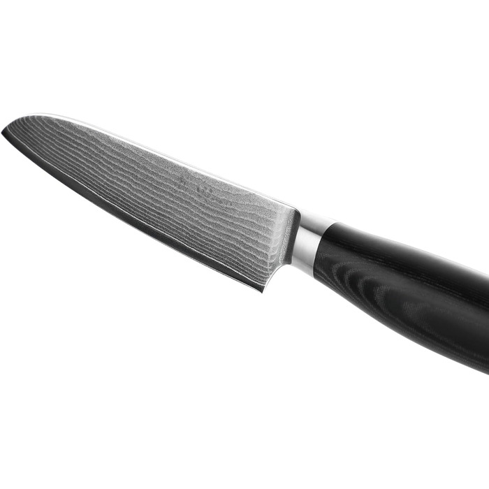 Професійний кухонний ніж Santoku Wakoli Mikata 12 см з дамаської сталі 67 шарів, мікарта, для м'яса, овочів і суші, подарункова коробка