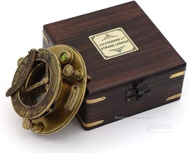 Вінтажний латунний компас Roorkee Instruments India з дерев'яною шкатулкою, подарунок для моряків, туристичний сонячний компас для навігації, кемпінгу та походів